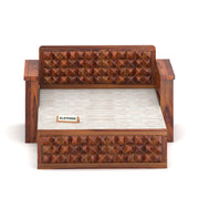 Diamond Sheesham Wood 2 Seater Sofa Bed With Storage (Honey Finish)
