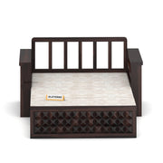 Diamond Sheesham Wood 2 Seater Sofa Bed With Storage Without Back (Walnut Finish)