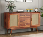 Brentar Sheesham Wood Cabinet and Sideboard (Honey Finish)