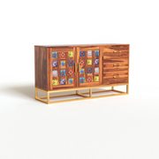 Xenthoris Sheesham Wood Cabinet and Sideboard (Honey Finish)