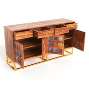 Ulexis Sheesham Wood Cabinet and Sideboard (Honey Finish)
