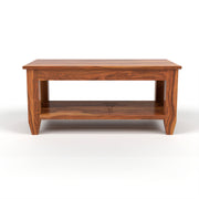 Questorin Sheesham Wood Coffee Table with Open Storage (Honey Finish)