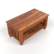 Questorin Sheesham Wood Coffee Table with Open Storage (Honey Finish)