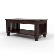 Questorin Sheesham Wood Coffee Table with Open Storage (Walnut Finish)