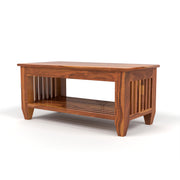 Questorin Sheesham Wood Coffee Table with Open Storage (Honey Finish)