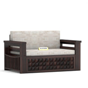 Diamond Sheesham Wood 2 Seater Sofa Bed With Storage Without Back (Walnut Finish)