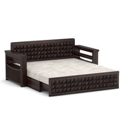 Diamond Sheesham Wood 3 Seater Sofa Bed With Storage (Walnut Finish)