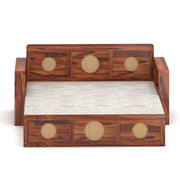 Hoventhos Sheesham Wood 3 Seater Sofa Bed With Storage (Honey Finish)