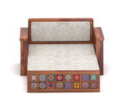 Gexorian Sheesham Wood 2 Seater Sofa Bed With Storage (Honey Finish)