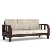 Xenthor 3 Seater Solid Wood Sofa (Walnut Finish)