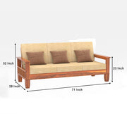 Ylthor 3+2 Seater Solid Wood Sofa (Honey Finish)