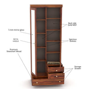 Calvoris Sheesham Wood Dressing Table with Mirror and Drawers (Honey Finish)