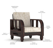 Xenthor 6 Seater Solid Wood Sofa (Walnut Finish)