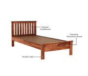 Quentis Sheesham Wood Single Bed Without Storage (Honey Finish)