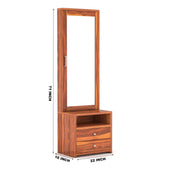 Brendral Sheesham Wood Dressing Table with Mirror and Drawers (Honey Finish)