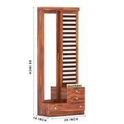 Calvoris Sheesham Wood Dressing Table with Mirror and Drawers (Honey Finish)