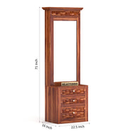 Alvethis Sheesham Wood Dressing Table with Mirror and Drawers (Honey Finish)