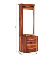 Ythorin Sheesham Wood Dressing Table with Mirror and Drawers (Honey Finish)