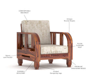 Xenthor 5 Seater Solid Wood Sofa (Honey Finish)