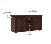 Travorin Sheesham Wood Cabinet and Sideboard (Walnut Finish)