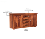Travorin Sheesham Wood Cabinet and Sideboard (Honey Finish)