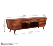 Castion Sheesham Wood Tv Unit with Cupboards Drawers and Shelve Storage (Honey Finish)