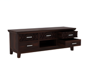Drevan Sheesham Wood Tv Unit with Five Pull Out Drawers (Walnut Finish)
