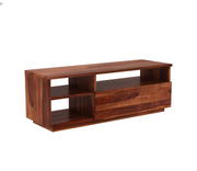 Brethor Sheesham Wood Tv Unit with Shelf Storage (Honey Finish)