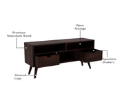 Alstorn Sheesham Wood Tv Unit with Two Pull Out Drawers and Shelves (Walnut Finish)
