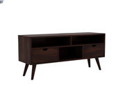 Alstorn Sheesham Wood Tv Unit with Two Pull Out Drawers and Shelves (Walnut Finish)