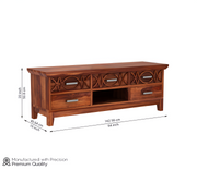 Drevan Sheesham Wood Tv Unit with Five Pull Out Drawers (Honey Finish)