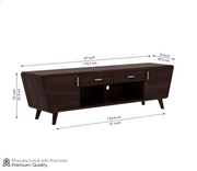 Castion Sheesham Wood Tv Unit with Cupboards Drawers and Shelve Storage (Walnut Finish)