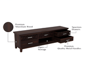 Drevan Sheesham Wood Tv Unit with Five Pull Out Drawers (Walnut Finish)