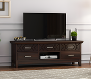 Drevan Sheesham Wood Tv Unit with Five Pull Out Drawers (Walnut Finish)