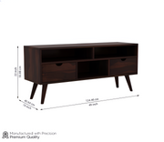 Alstorn Sheesham Wood Tv Unit with Two Pull Out Drawers and Shelves (Walnut Finish)