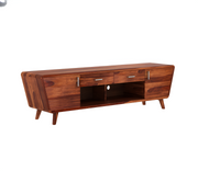 Castion Sheesham Wood Tv Unit with Cupboards Drawers and Shelve Storage (Honey Finish)