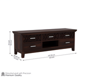 Drevan Sheesham Wood Tv Unit with Five Pull Out Drawers (Walnut Finish)
