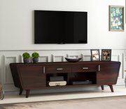 Castion Sheesham Wood Tv Unit with Cupboards Drawers and Shelve Storage (Walnut Finish)